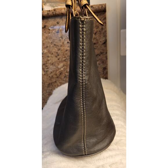 Michael Kors Gray Leather Satchel Handbag Purse Gold Hardware - Picture 4 of 15